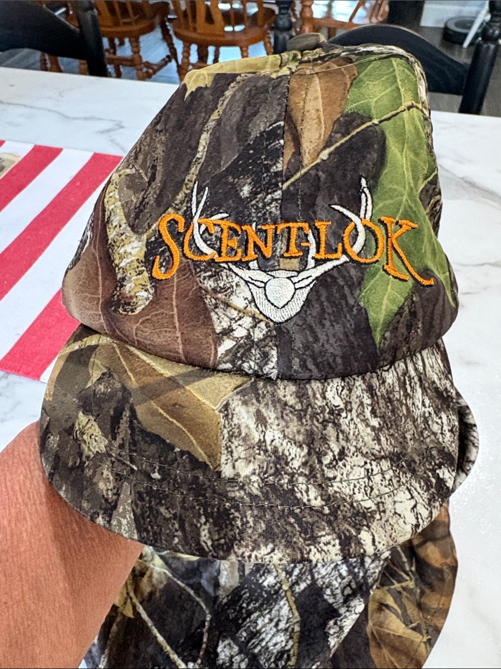 ScentLok Camo Bucket Hat with Orange Logo